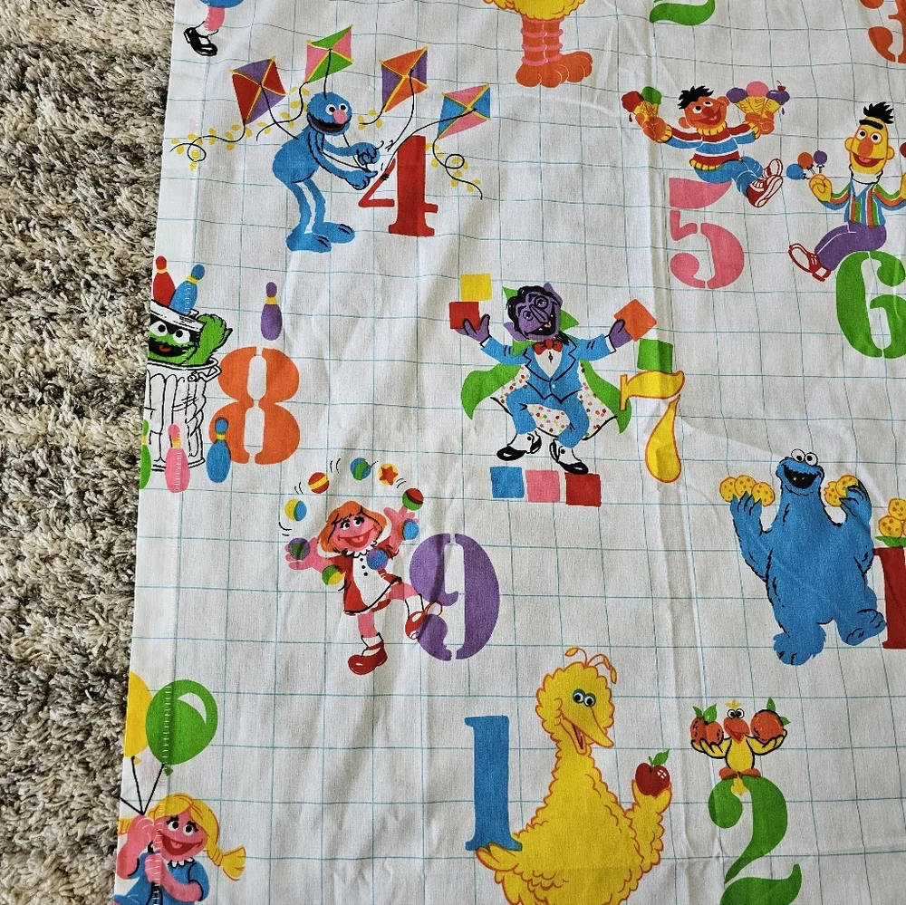 Vtg SESAME STREET Replacement Long Valance Or Curtain 41 x 53 Numbers JP Stevens